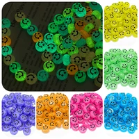 50pcs smiley face acrylic luminous beads for jewelry making diy bracelet accessories loose gasket