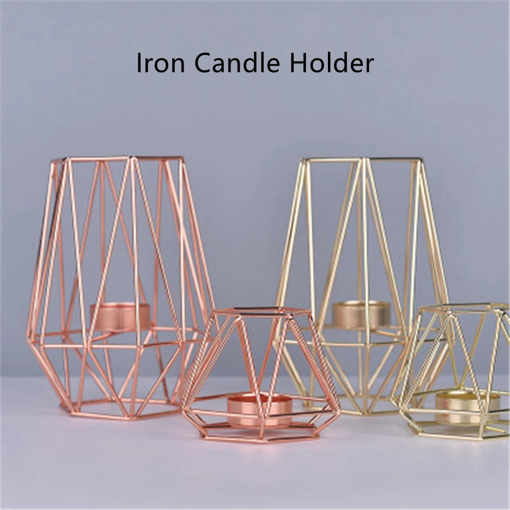 Metal Candle Holder Nordic Geometric Candlestick Luxury Iron Table Candle Stand Modern Candle Bracket Wedding Home Party Decor