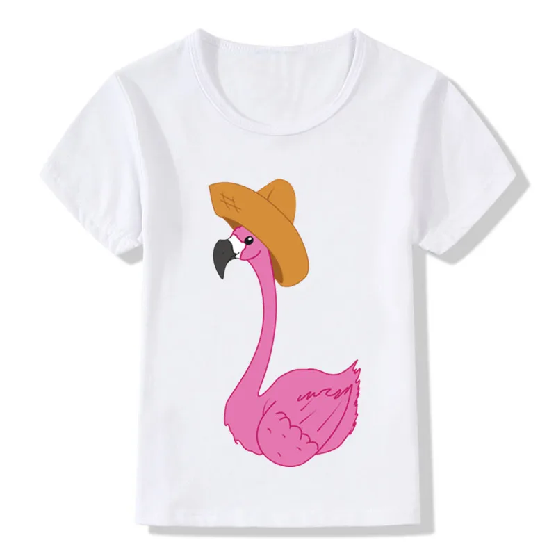 

2019 Children's Kawaii Flamingo Printing Funny T-Shirts Boy and Girls Summer Tees Kids Novelty Cute Rose Tops Baby Shirt,ooo2054