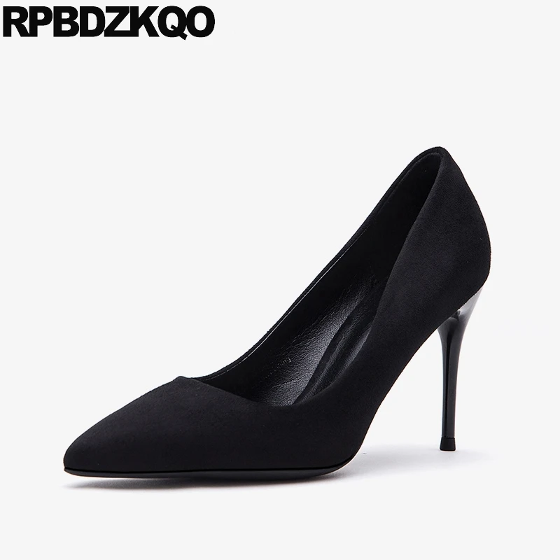 

size 33 nude work fashion stiletto 2019 black office pointed toe scarpin suede pumps thin high heels ladies 4 34 shoes designer