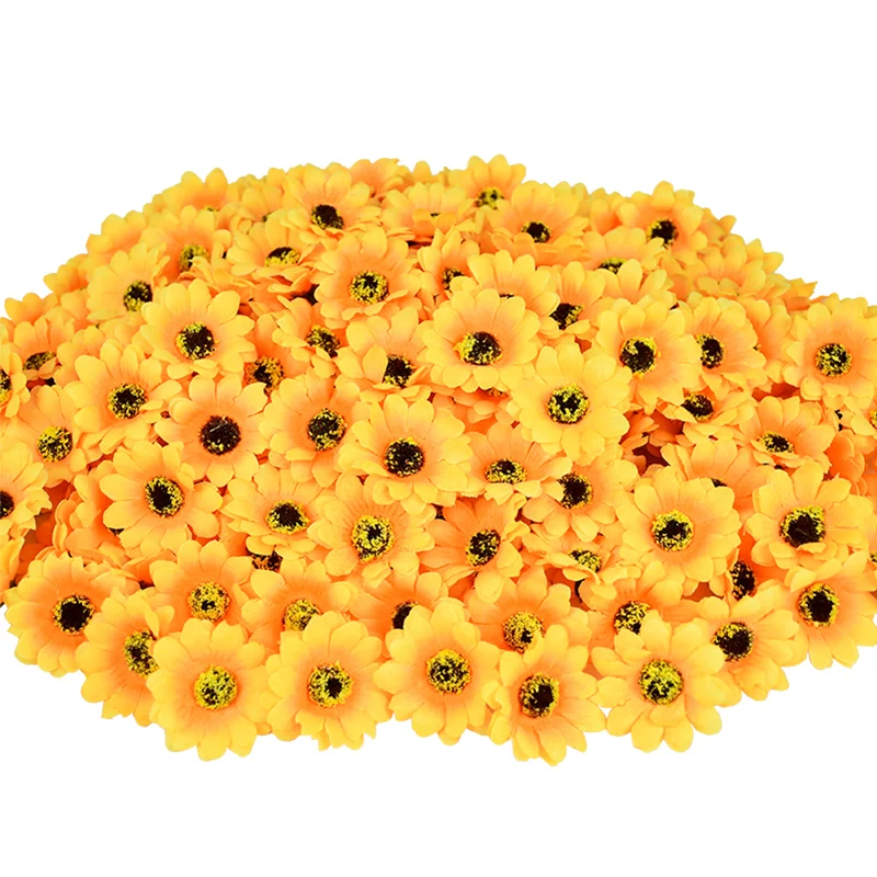 

100Pcs 4.5cm Mini Silk Sunflower Artificial Flowers Head For Wedding Party Home Decoration DIY Wreath Scrapbooking Fake Flowers