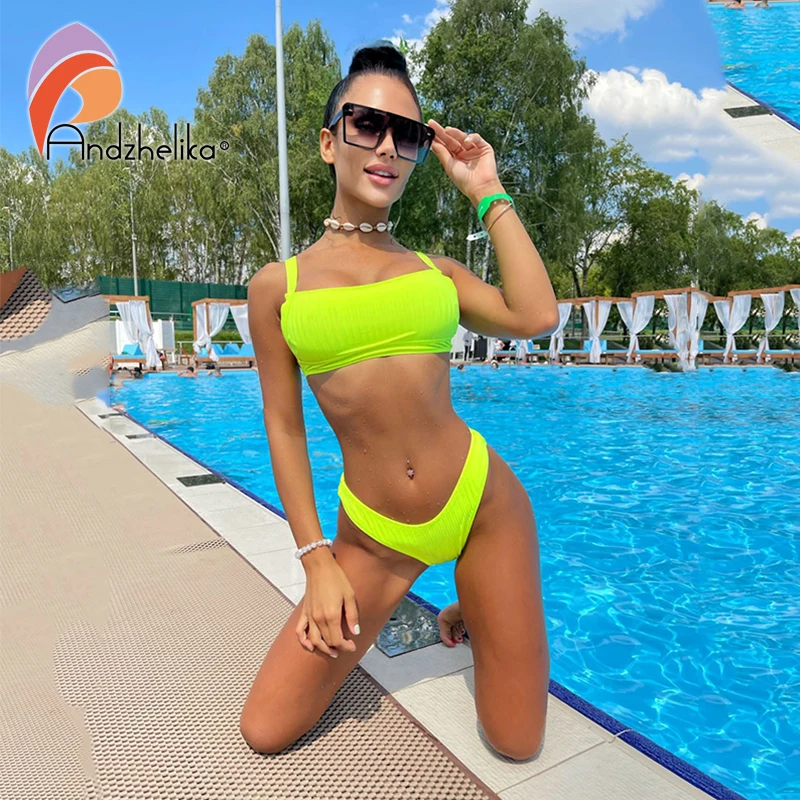 

Andzhelika Push Up Tankini Bikini Set Sexy Brazilian Bikini High Cut Thong Swimsuits 2022 New Bathing Suit Beach