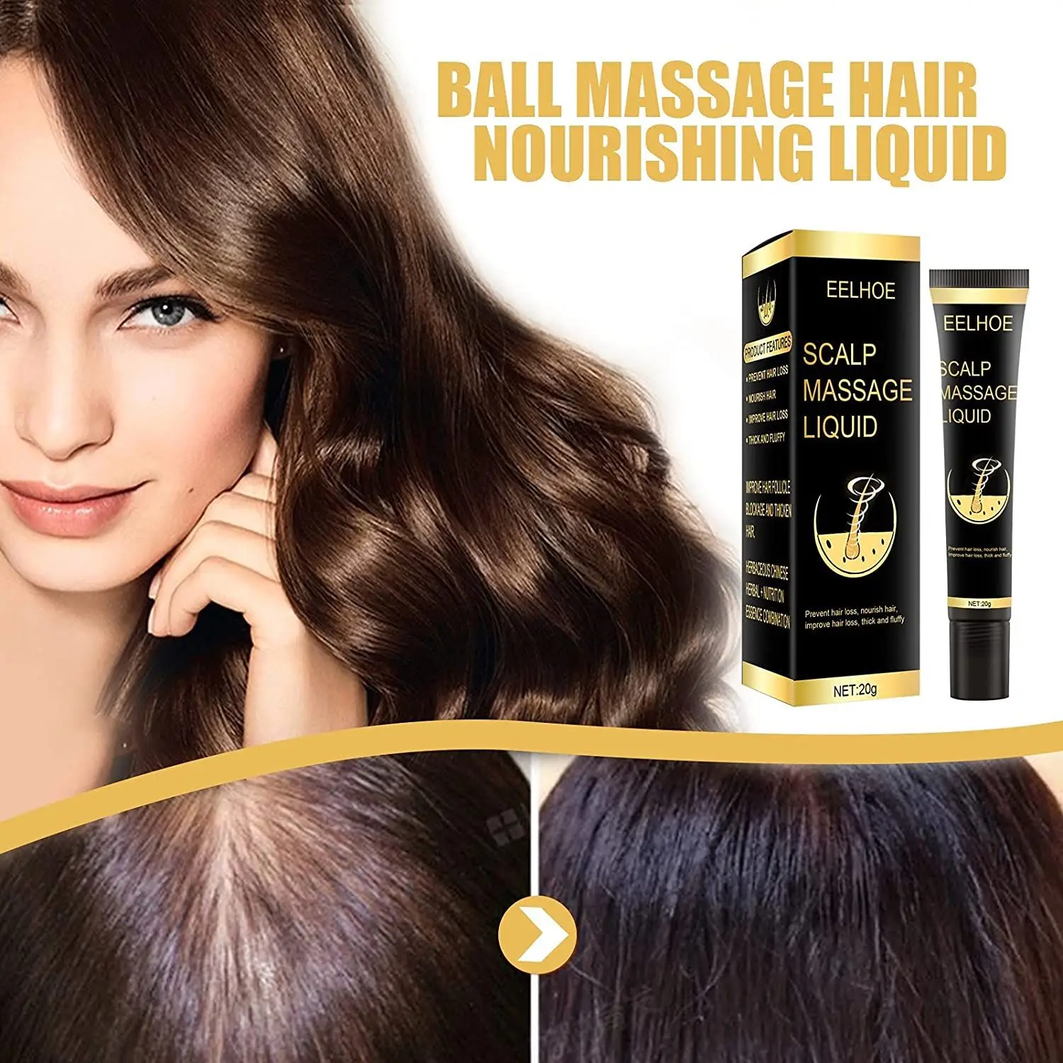 

20ml Hair Growth Serum Advanced Topical Formula Scalp Massage Fluid with Massage Ball Hair Liquid Scalp Stimulates Hair