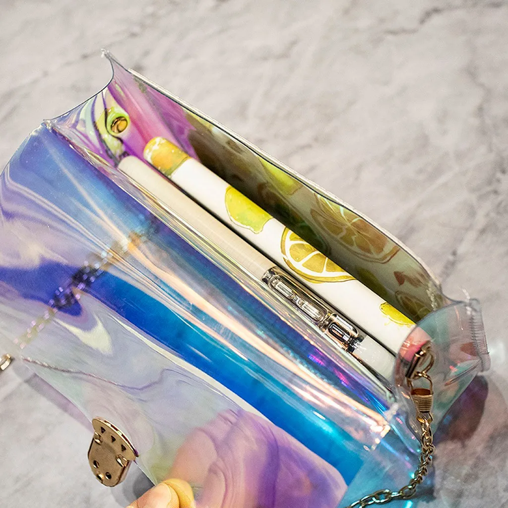 2020 модная женская прозрачная сумка через плечо с лазерным рисунком