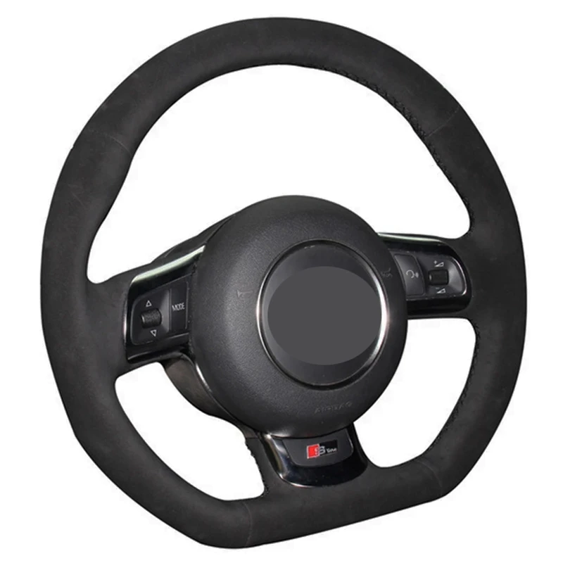 

DIY чехол рулевого колеса автомобиля s черная замша DIY ручной работы чехол рулевого колеса автомобиля для Audi R8 2008-2010 TT 2008-2015