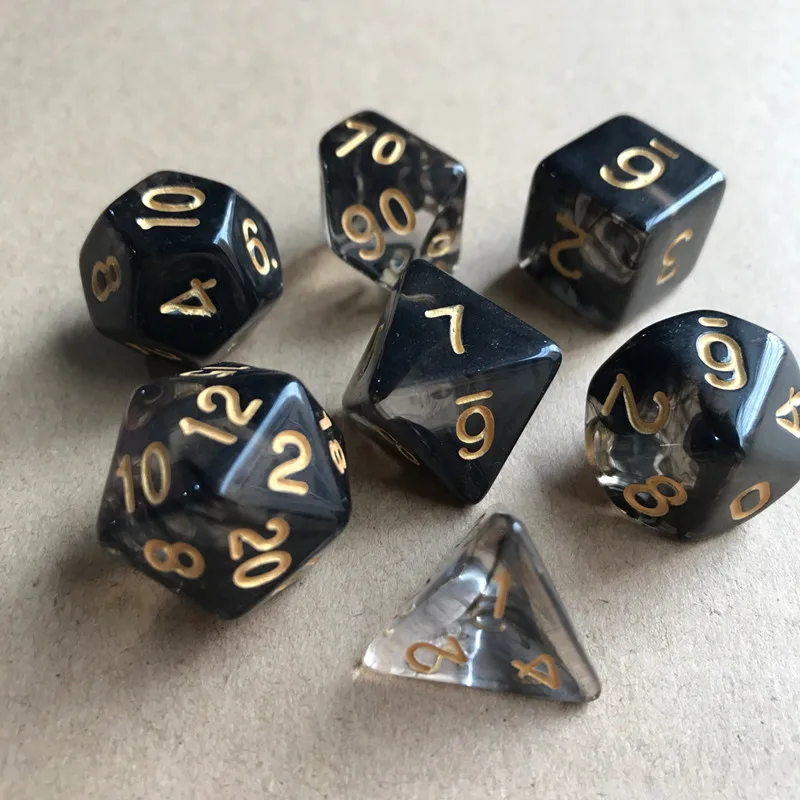 7 шт./лот новый набор игральных костей D4 D6 D8 D10 % D12 D20 красочные прозрачные