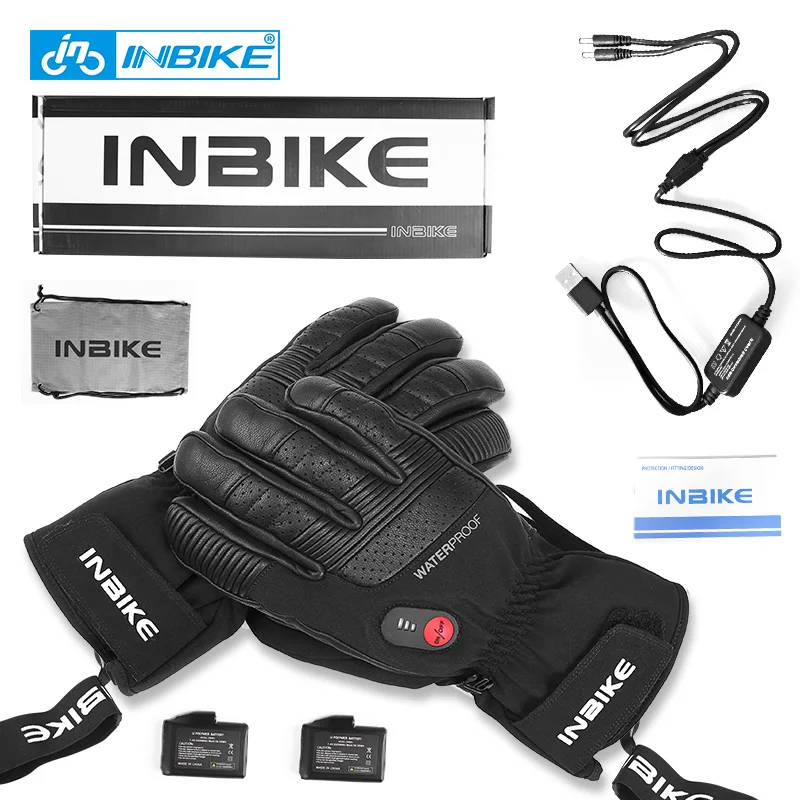 INBIKE USB Rechargeable Heated MTB Bike Gloves For Motorcycle Ski Cycling Winter Waterproof Electric Thermal Warm | Спорт и
