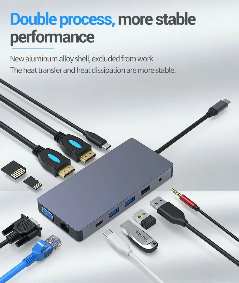 

Blueendless USB C HUB Type C to MUlti USB 3.0 Double HDMI Adapter High Speed Splitter for MacBook PC Laptop Accessories