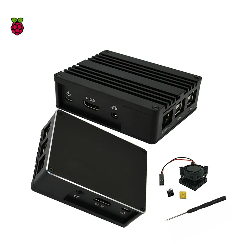 

New Aluminum Case Housing Shell Enclosure With Fan Heat sink For Raspberry PI 3B+/3B ASUS Tinker S