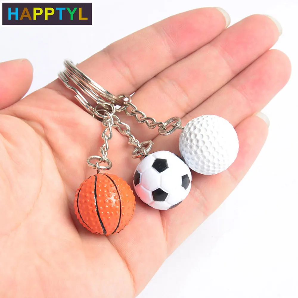 HAPPTYL 1 шт 3D Вращающийся брелок для ключей Баскетбол/Футбол/брелок гольф Кольца