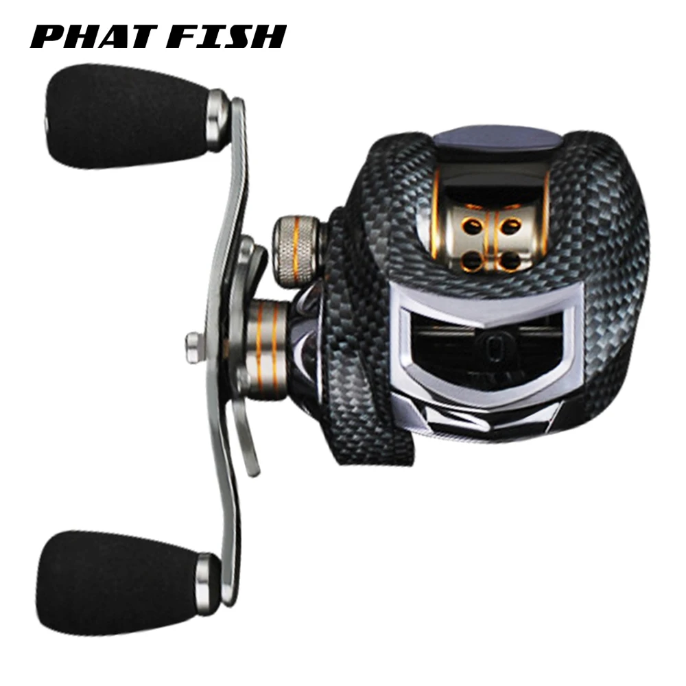 

PHAT FISH 6.3:1 High Speed Magnetic Brake Power 13BB+1RB Metal Spool Low Profile Wheel Bass Match Fishing Baitcasting Reel