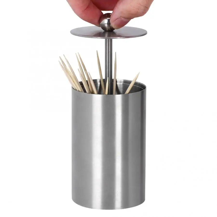 Holder Toothpick Stainless Steel Innovative Retractable Storage Box Case With Rubber Base | Дом и сад