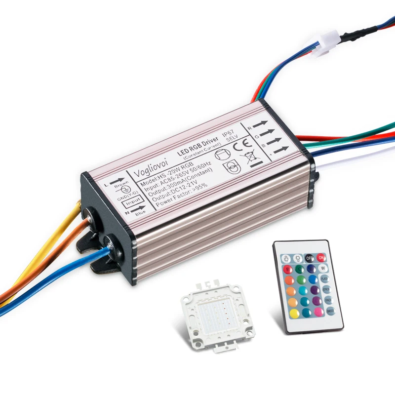 Vogliovoi 20 Вт dmx RGB драйвер AC85 265V Водонепроницаемый Алюминий серебро с памятью 24Key