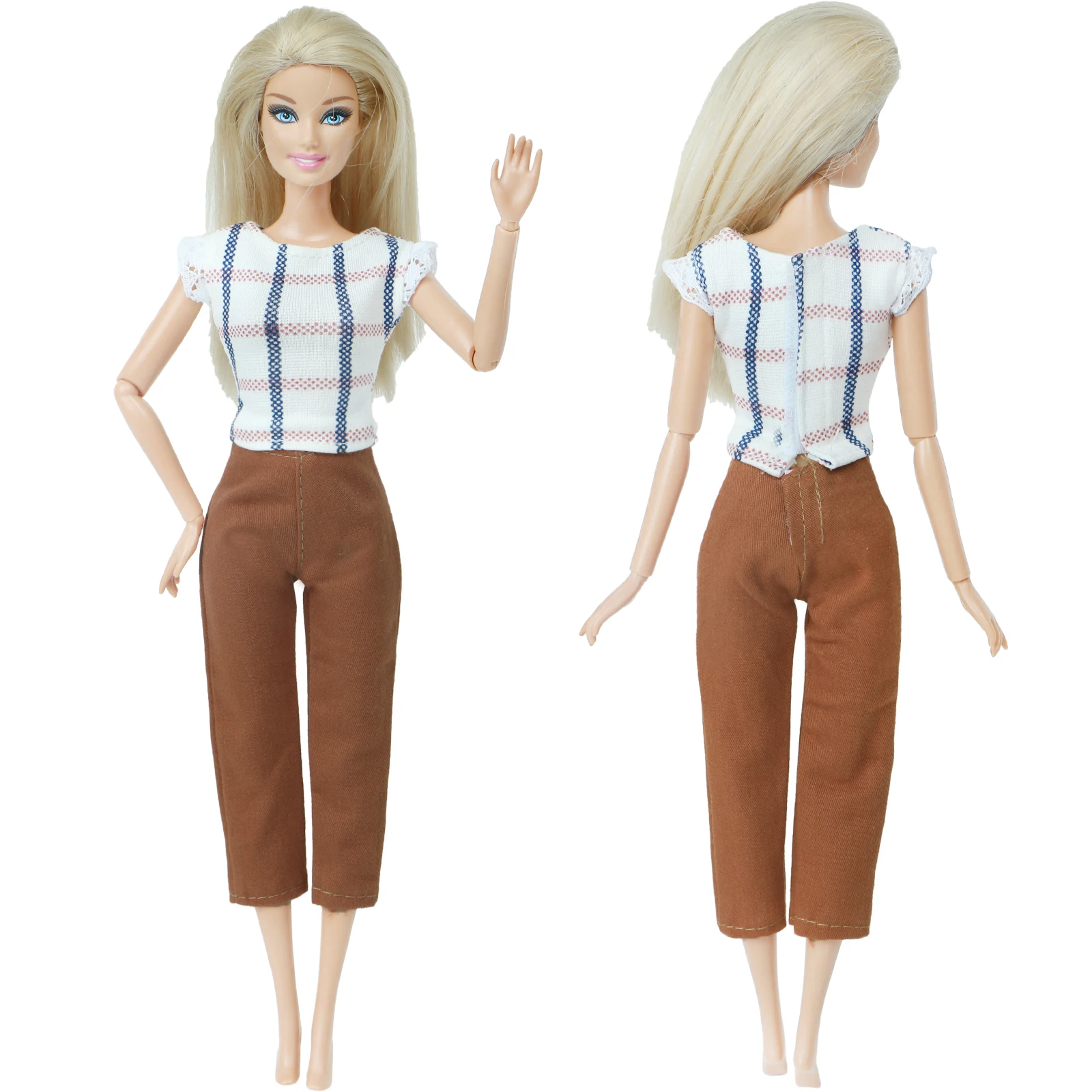 1 шт. наряд для куклы белая рубашка в полоску блузка коричневые аксессуары брюк