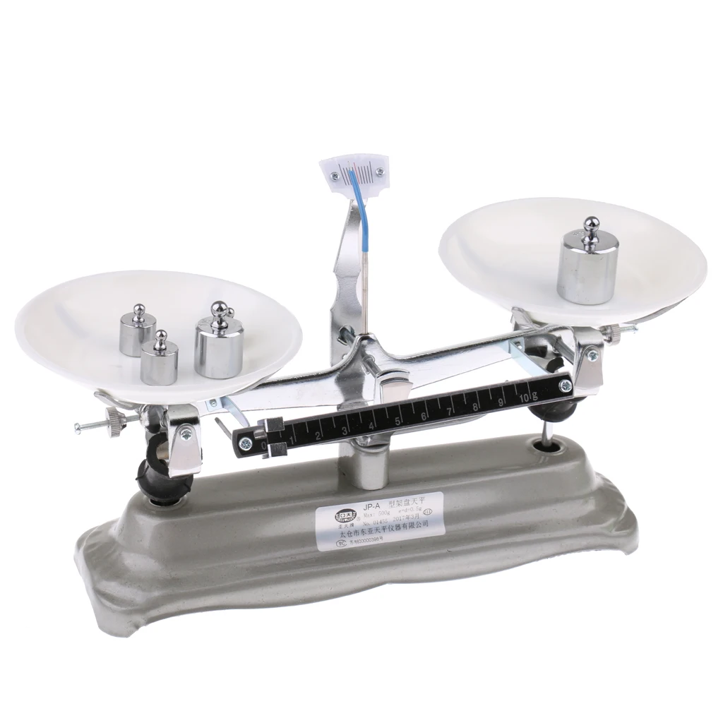 

500 Gram Table Balance Scale with Weights 10g, 20g, 50g,100g, 200g School Physics Teaching Tool Lab Supplies