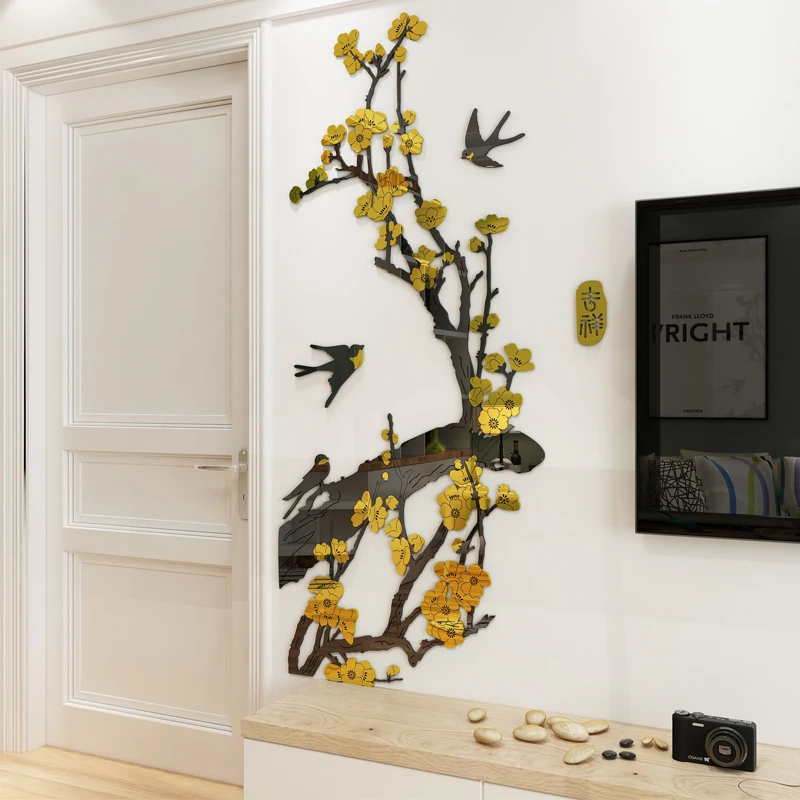 Цветок сливы акриловые наклейки на стену 3d гостиная крыльцо коридор ресторан
