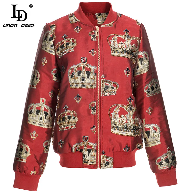 Фото LD LINDA DELLA 2021 модные дизайнерские винтажные красные куртки Женская Роскошная