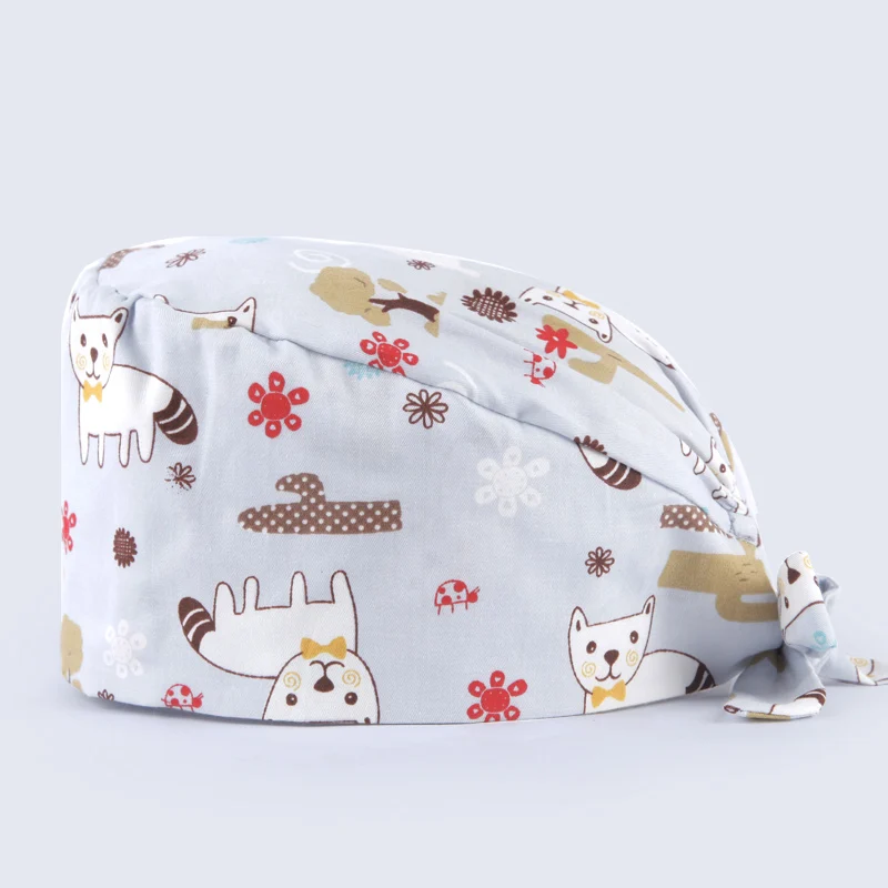 

Raccoon Animal Scrub Caps Print Unisex Scrubs Pattern Hat Veterinary Working Skull Cap 100% Cotton Dental Chef Cooking Skull Hat