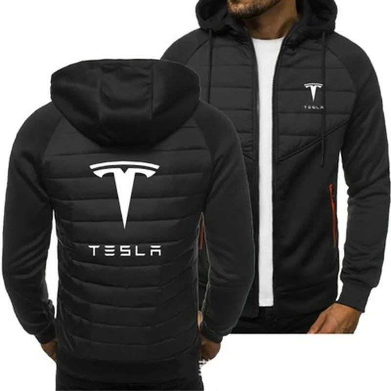 

2021 New Men Hoodies Tesla Spring Autumn Jacket Casual Sweatshirt Long Sleeve Zipper Hoody