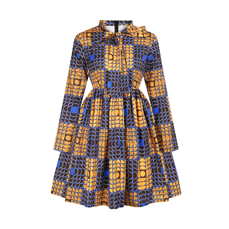 

Women African Floral Print Long Sleeve Dress Traditional Casual Outfits Attire Women African Clothes Party African Dresses Women