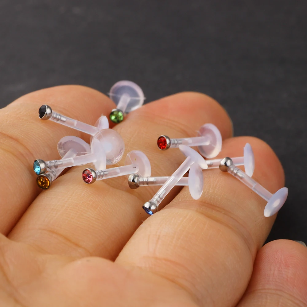 

JUNLOWPY 16 г прозрачный гвоздик для губ гибкий акриловый 2 мм драгоценный камень лабретка УФ Козелка спираль пирсинга хрящей серьги украшения для тела 1000 шт.