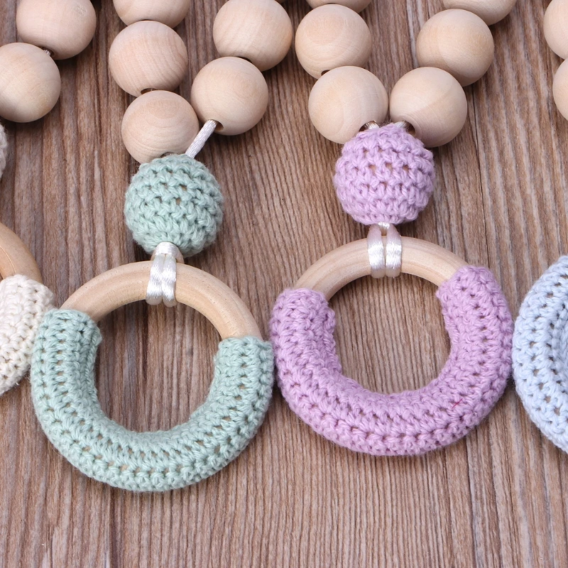 

Organic Cotton Teething Necklace For Mom Wooden Chewing Necklace Baby Mom Gift Dropship
