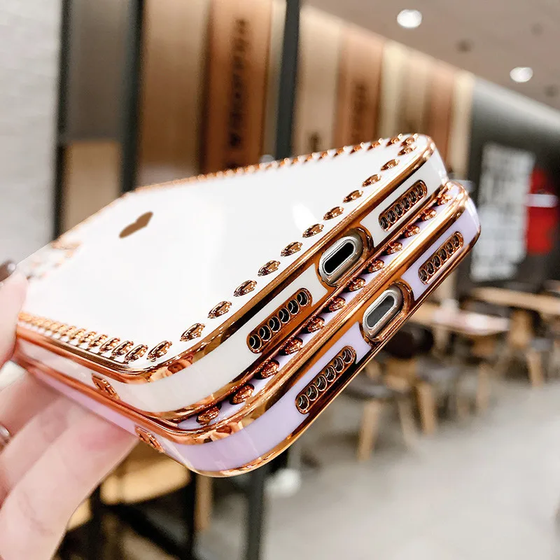 

Electroplated Love Heart Phone Case For iPhone 12 11 Pro Max 12Pro XR XS Max X 7 8 Plus 12Mini 11 Plating Bumper Soft Back Cover