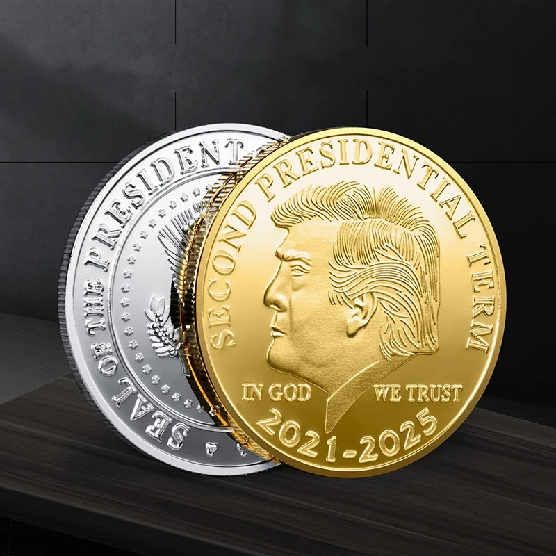 

Золотая памятная монета Дональда Трампа, 50 шт., «во второй президентский срок 2021-2025, Бог, которому мы доверяем», коллекционные монеты