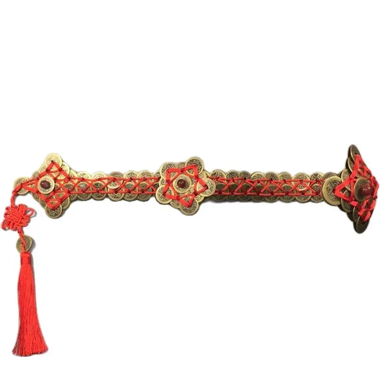 

Chinese Old Beijing Brass Carving Feng Shui Ruyi Five Emperor Money