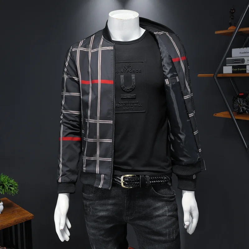 

MENNE New arrival stripe Baseball collar Male jacket Flower pint Men jacket zipper Casual jacket men