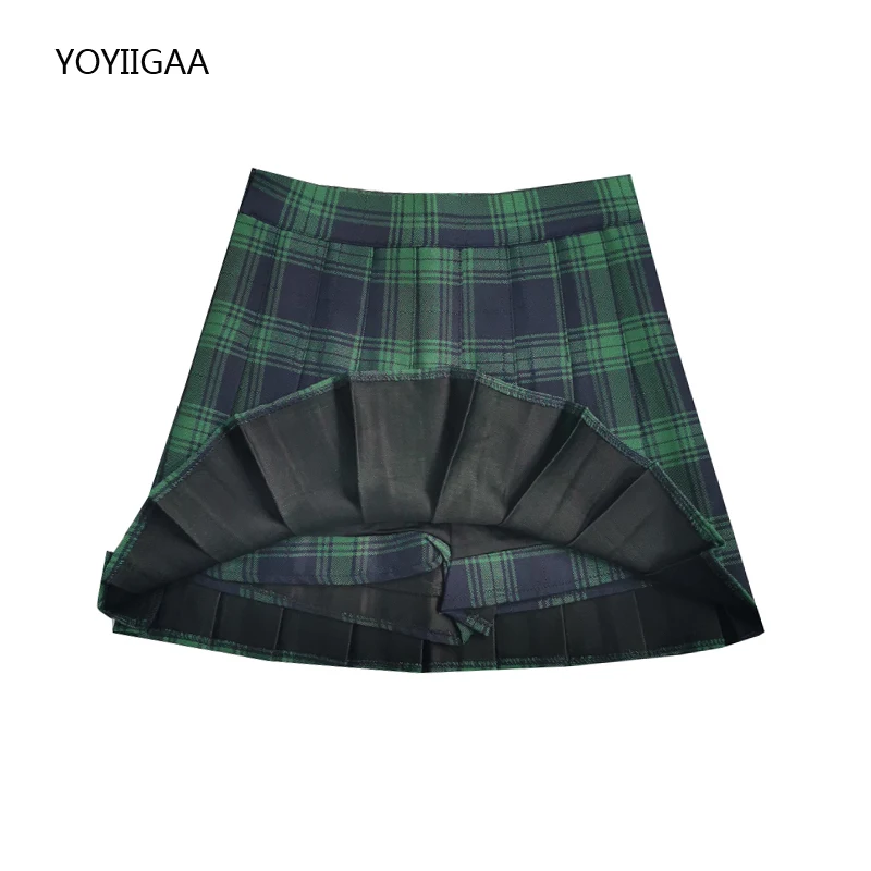 Юбка женская плиссированная клетчатая с завышенной талией трапециевидная