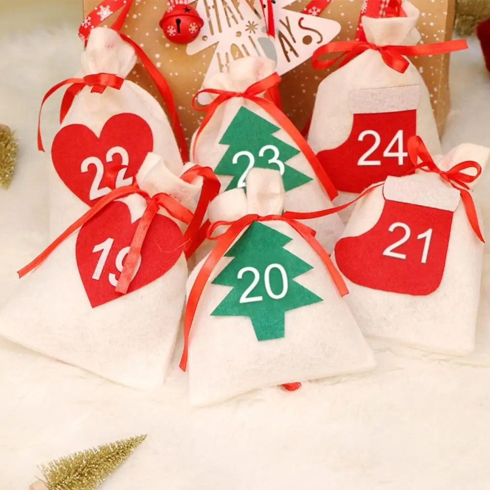

Christmas Hanging Bags Countdown Calendar 24 Days Gift Candy Bag New Year #3S25