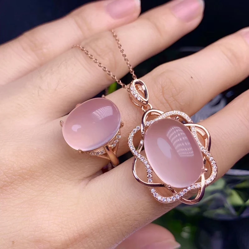 Ювелирные изделия colife 925 серебро розовый кварц набор ювелирных изделий для