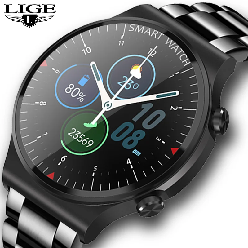 

New Luxury Brand Smart Watch Men Steel band Waterproof Sport Fitness Heart Rate Bluetooth Call Smartwatch Man Women Android IOS