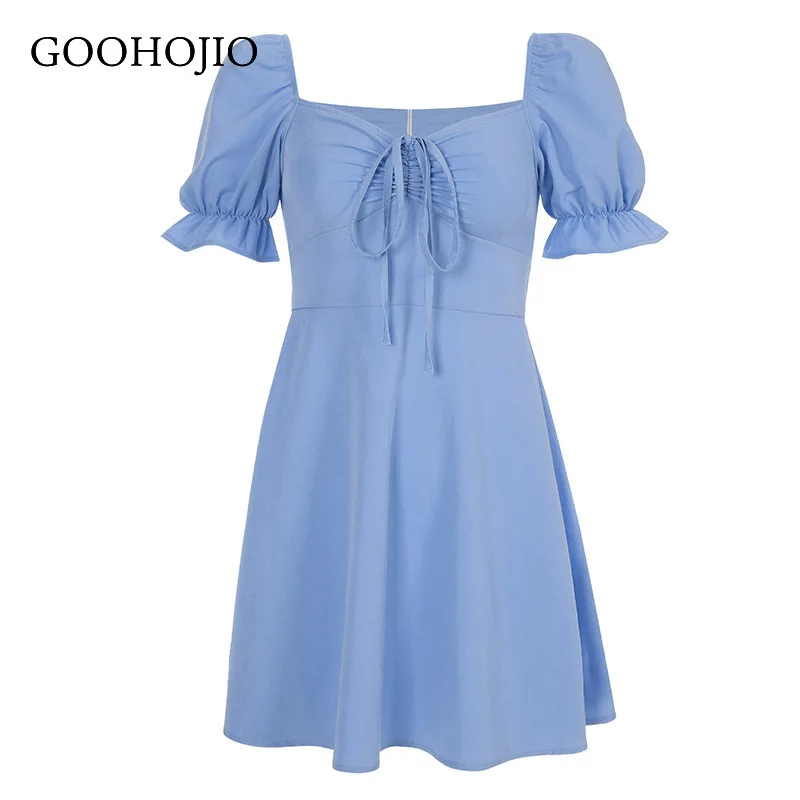 

GOOHOJIO 2021 New Spring Autumn Bubble Break Short Dress Waist Temperament Dress for Women Fashionable Women Sexy Fashion Dress