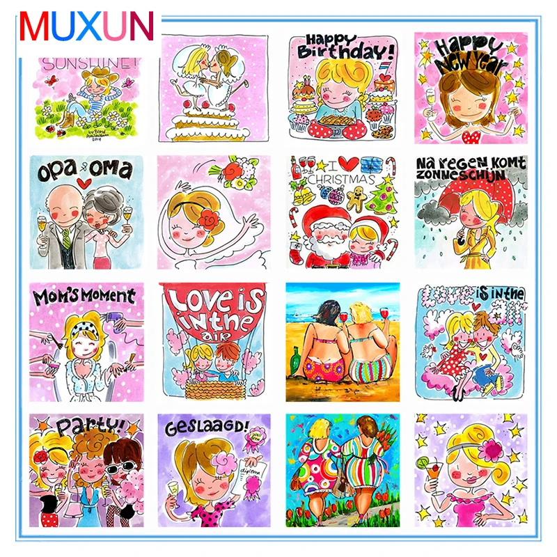 

Muxun Full Round Diamond Painting 5D Blond Amsterdam Diamond Embroidery Cross Stitch Drill Rhinestone Diamond Mosaic Girl Ep191