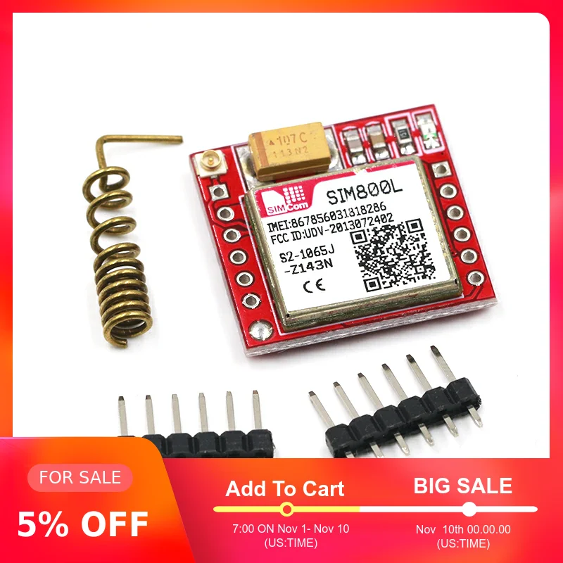 Мини маленький модуль SIM800L GPRS GSM карта MicroSIM Core Беспроводная плата Quad-band ttl последовательный порт с антенной для Arduino