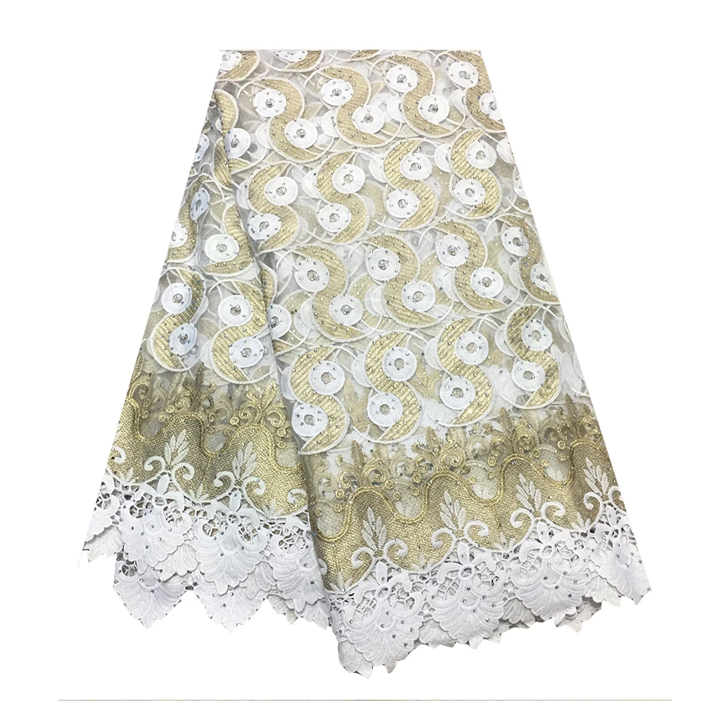 Золотая африканская кружевная ткань для вечерние платье в нигерийском стиле