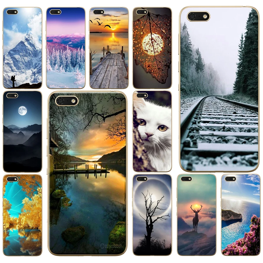 Мягкий силиконовый чехол с изображением гор бамбука моря оленя кота природы для