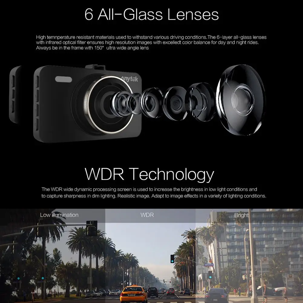 3 дюйма ips Full HD 1080P 170 градусов широкоугольный Dashcam Автомобильный видеорегистратор Камера ночного видения видеорегистратор для вождения для Anytek A78