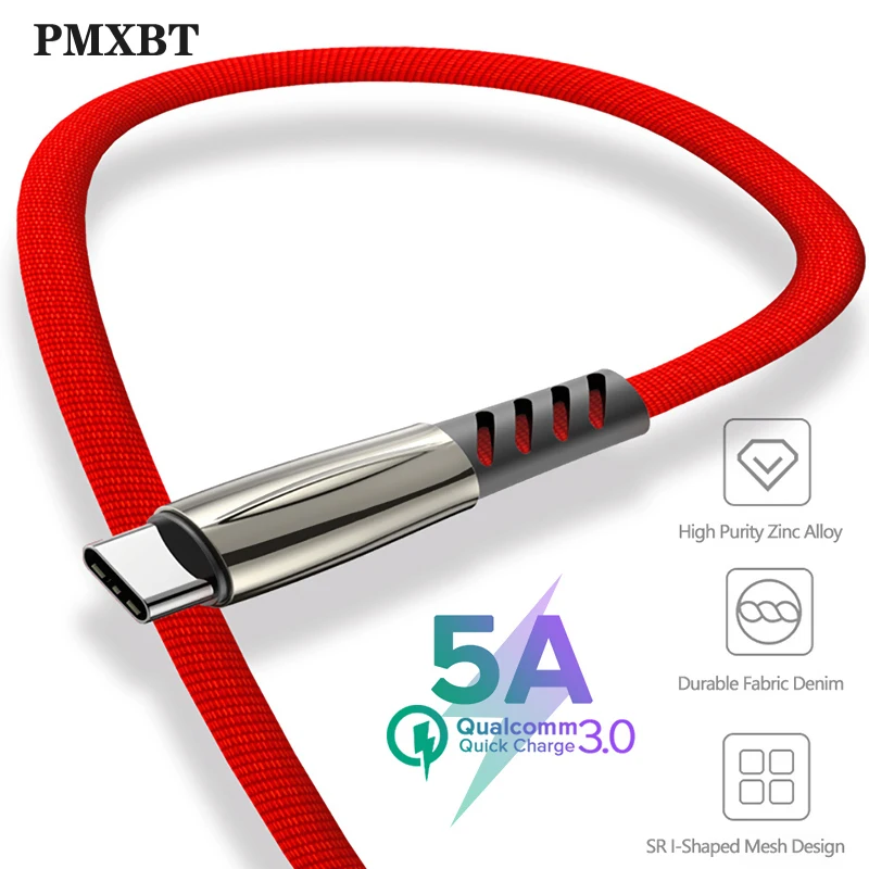 

5A USB Type C Cable For Huawei Mate 20 Pro USB 3.1 Quick 3.0 Cord Phone Charger For Samsung A50 Xiaomi Redmi Note 7 usb c cable