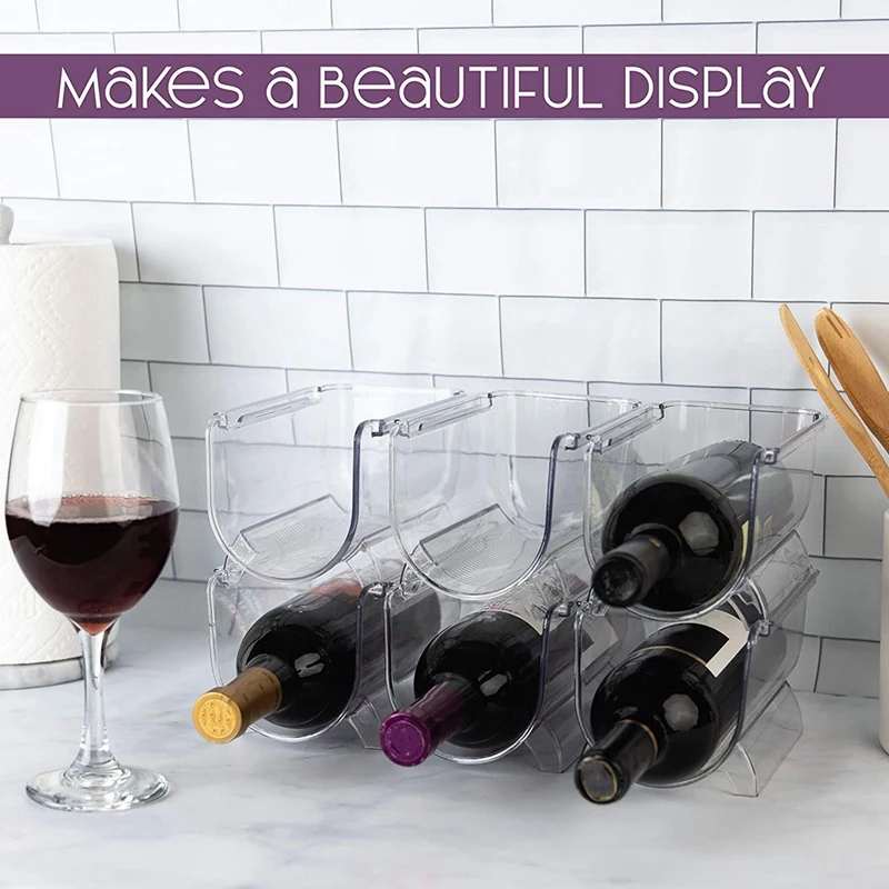 

Wine & Water Bottle Organizer Holder Stackable Wine Rack for Kitchen Countertops, Table Top, Pantry, Fridge, Bars
