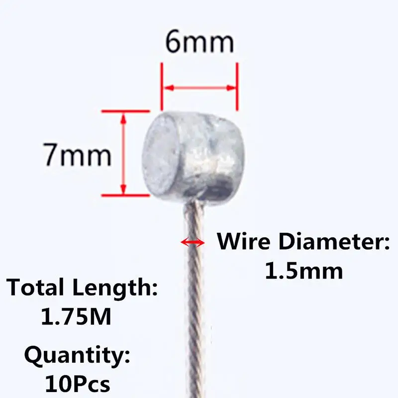 

Bike Brake Cables Inner Wire Line Cable Mountain MTB 10Pcs 1.75M Brake Gear Wires Bicycle Accessories