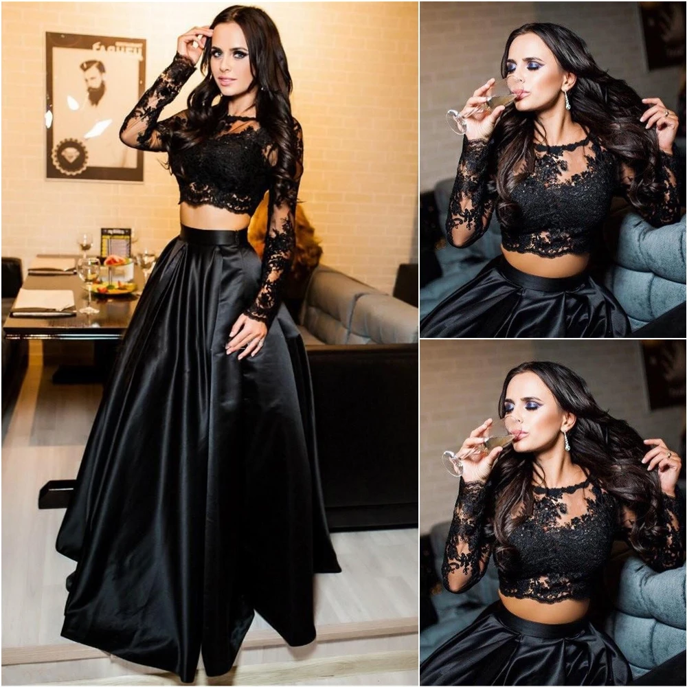 Официальное платье с аппликацией и шлейфом из двух частей круглым вырезом