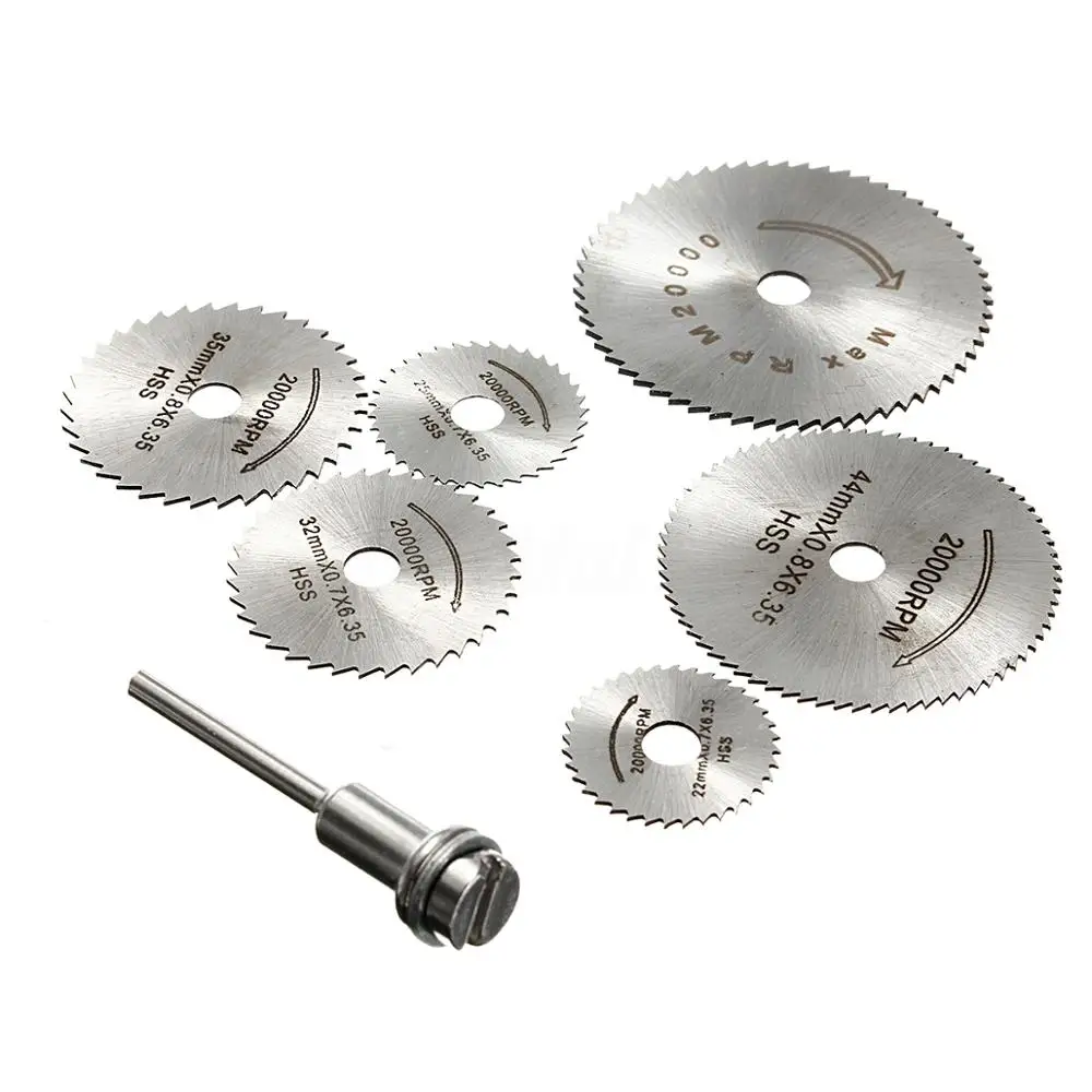 

7pcs HSS Circular Saw Blade Rotary Tool For Dremel Metal Cutter Power Tool Set Wood Cutting Discs Drill Mandrel Cutoff