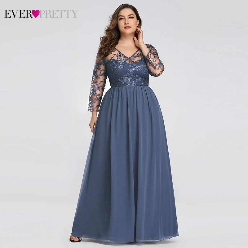 Сексуальные вечерние платья с длинным рукавом Ever Pretty EZ07633 женские Дешевые Кружевные Аппликации с v-образным вырезом Формальные Элегантные вечерние платья