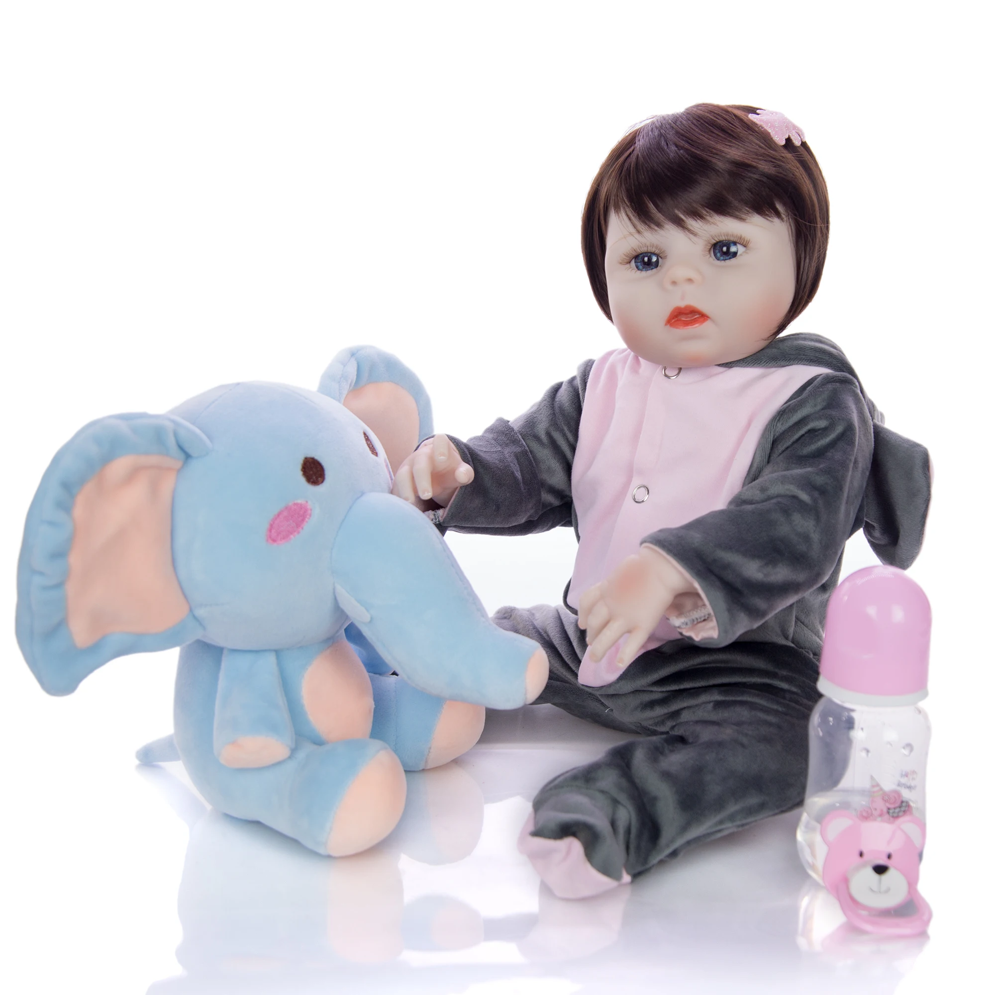 Мультфильм Косплей Слон Reborn Baby Doll девочка 19 дюймов водонепроницаемый полный