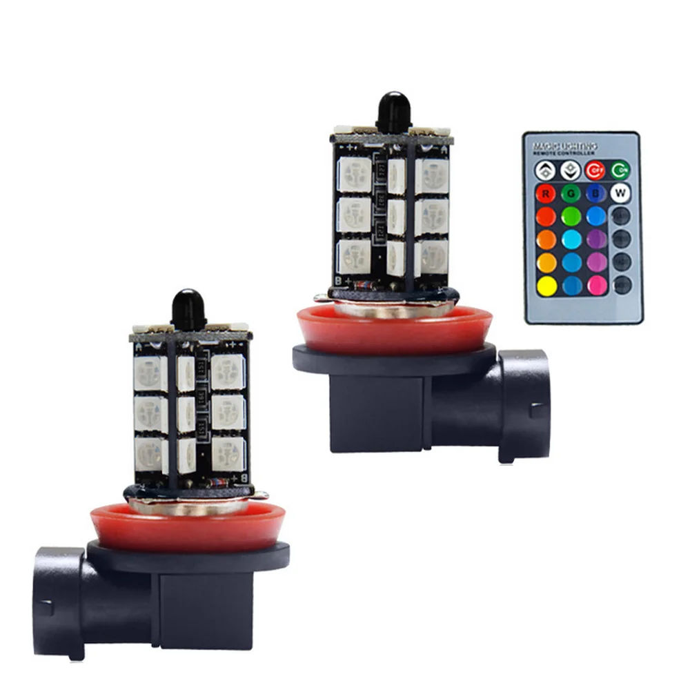 

1 Set Quality H7/H8/H11/9005 5050 27LED RGB Daytime Running Lights DC 12V Remote Control Colorful Fog Light Driving Lamp Bulbs