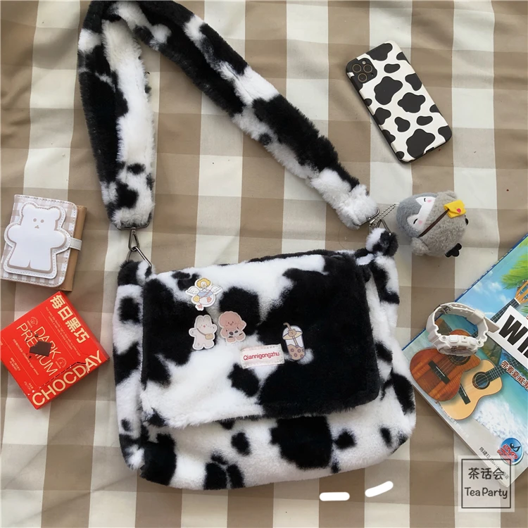 Сумка шоппер женская из овечьей шерсти тканевый саквояж на плечо с милым