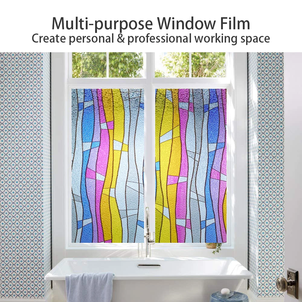 

3D Privacy Window Film Stained Glass Vinyl Self Adhesive Film Static Heat Control Clings UV Protective Window Sticker for Home